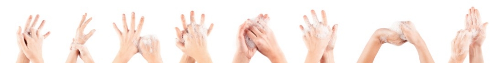 girl hand washing isolated on white background